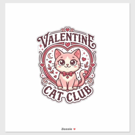 Valentijnskaart Kat Grappige Kat Liefhebber Design Sticker (Vel)