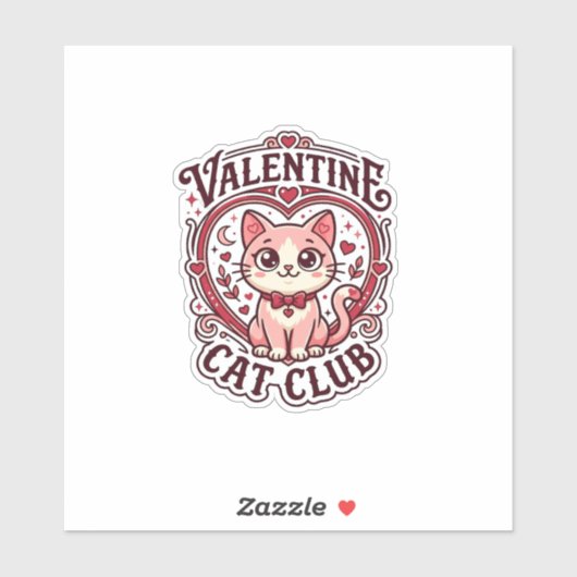 Valentijnskaart Kat Grappige Kat Liefhebber Design Sticker (Vel)