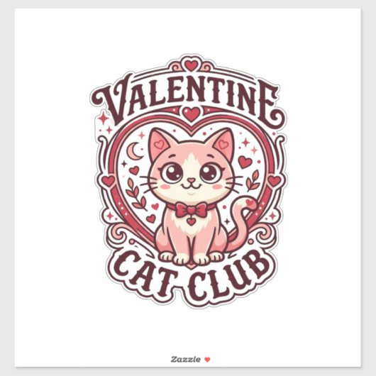 Valentijnskaart Kat Grappige Kat Liefhebber Ontwer Sticker (Vel)