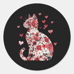 Valentijnskaart Kat Hart - Gelukkig Meowentijn Ronde Sticker