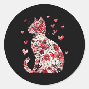 Valentijnskaart Kat Hart - Gelukkig Meowentijn Ronde Sticker