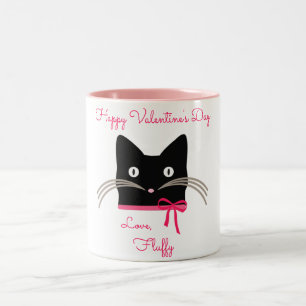 Valentijnskaart Kat Kopje Tweekleurige Koffiemok