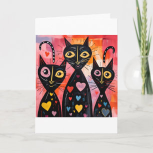 Valentijnskaart Kat Rode Harten  Feestdagen Kaart