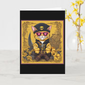 Valentijnskaart Kat Shirt Tab Kaart (Gele Bloem)