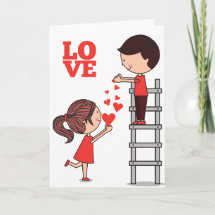 Valentijnskaart KoppelRode Harten Feestdagen Kaart