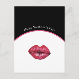 Valentijnskaart Kuspend Lips Waterverf Briefkaart