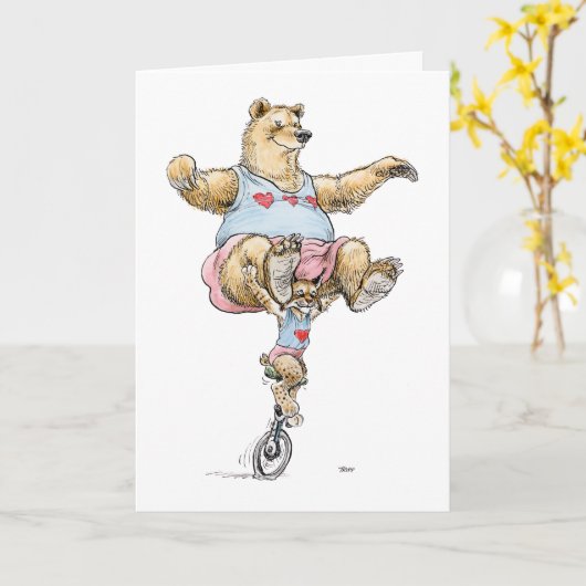 Valentijnskaart met acrobatenkoppel kaart (Gele Bloem)