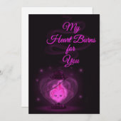 Valentijnskaart met brandend hart feestdagenkaart (Voorkant / Achterkant)