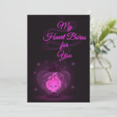 Valentijnskaart met brandend hart feestdagenkaart (Staand voorkant)