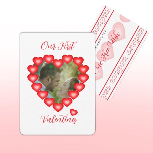 Valentijnskaart met bubbelhartcoupon kaart
