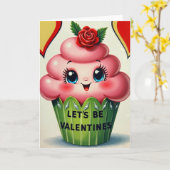 Valentijnskaart met Cupcake Liefde Kaart (Gele Bloem)