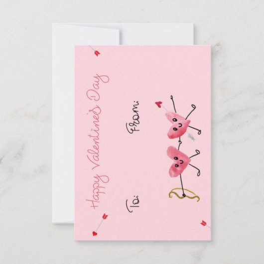Valentijnskaart met Cupido's Pijl Hartjes Bedankkaart (Voorkant)