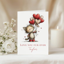 Valentijnskaart met een schattig katje – Ik hou vo