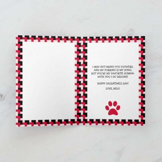 Valentijnskaart met eigen foto van de kat feestdagen kaart (Binnen)