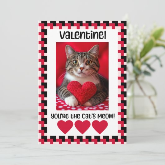 Valentijnskaart met eigen foto van de kat feestdagenkaart (Staand voorkant)