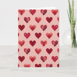 Valentijnskaart met geruite harten kaart