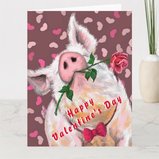 Valentijnskaart met grappig varken kaart (Voorkant)
