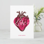 Valentijnskaart met hart en LOVE. Kaart (Staand voorkant)