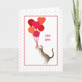 Valentijnskaart met kat en ballonboeket kaart (Voorkant)
