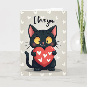 Valentijnskaart met kat 'Ik hou van jou' Kaart