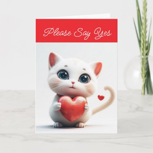 Valentijnskaart met katje en hart feestdagen kaart (Voorkant)