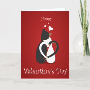 Valentijnskaart met katten met verstrengelde harte bedankkaart