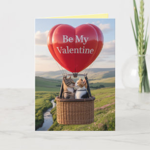 Valentijnskaart met kattenballon feestdagen kaart