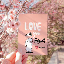 Valentijnskaart met knuffelkonijn voor altijd feestdagenkaart