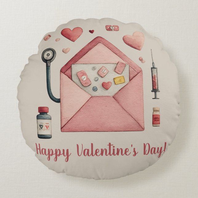 Valentijnskaart met liefdesrecept ontwerp rond kussen (Voorkant)