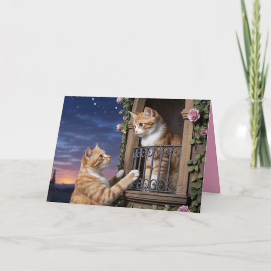 Valentijnskaart met oranje tabby kat feestdagen kaart (Voorkant)
