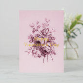 Valentijnskaart met oude roos folie feestdagenkaart (Staand Voorkant)