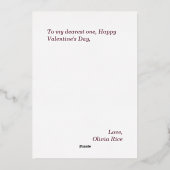 Valentijnskaart met oude roos folie feestdagenkaart (Achterkant)