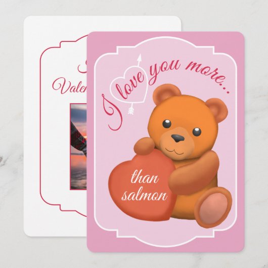 Valentijnskaart met platte beer Cute Brown Bear Feestdagenkaart (Voorkant / Achterkant)