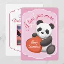Valentijnskaart met platte kaart met cute panda