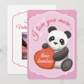 Valentijnskaart met platte kaart met cute panda
