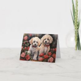 Valentijnskaart met Poodle Puppies Kaart