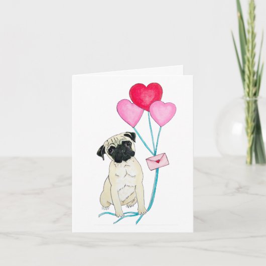Valentijnskaart met pugg kaart (Voorkant)