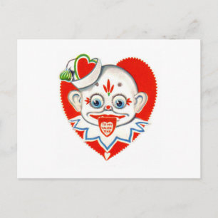 Valentijnskaart met retro clown met tong uit feestdagenkaart
