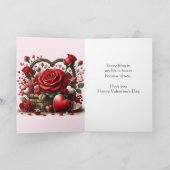 Valentijnskaart met rode rozenharten feestdagen kaart (Binnen)