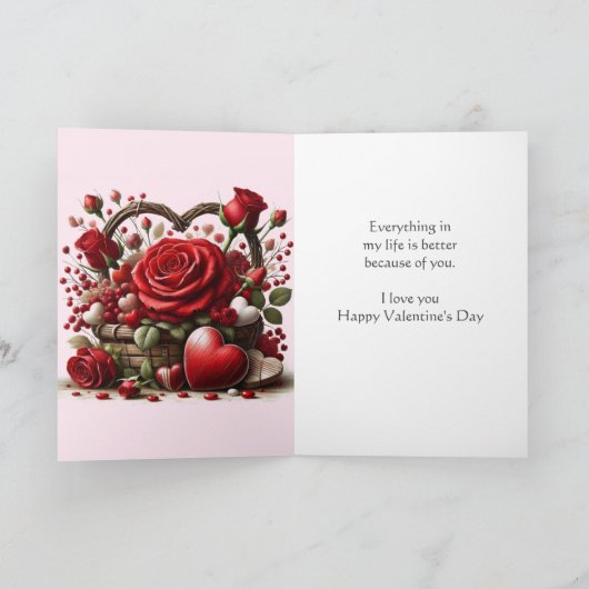 Valentijnskaart met rode rozenharten feestdagen kaart (Binnen)