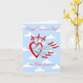 Valentijnskaart met rode straaljagers en blauwe lu kaart (Gele Bloem)