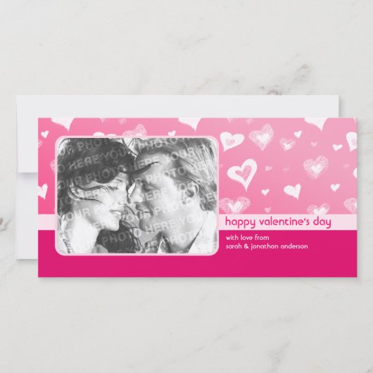 Valentijnskaart met roze harten feestdagenkaart (Voorkant)