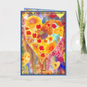 Valentijnskaart met roze, rode, gele en blauwe tin kaart (Achterkant)