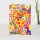 Valentijnskaart met roze, rode, gele en blauwe tin kaart (Achterkant)