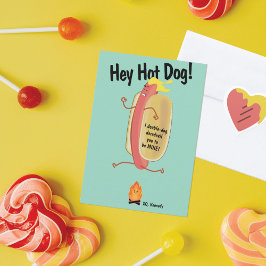 Valentijnskaart met springende hete hond op vuur bedankkaart