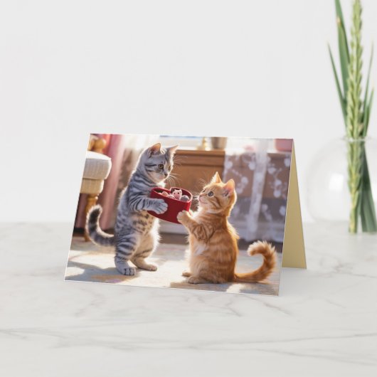 Valentijnskaart met tabby poesje feestdagen kaart (Voorkant)