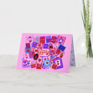 Valentijnskaart met Valentijnsdag Liefdespostzegel Kaart