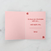 Valentijnskaart met verspreide rode harten kaart (Binnen)