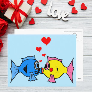 Valentijnskaart met vissende kusjes feestdagenkaart