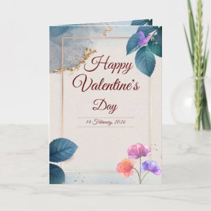 Valentijnskaart met vlinders en bloemen feestdagen kaart